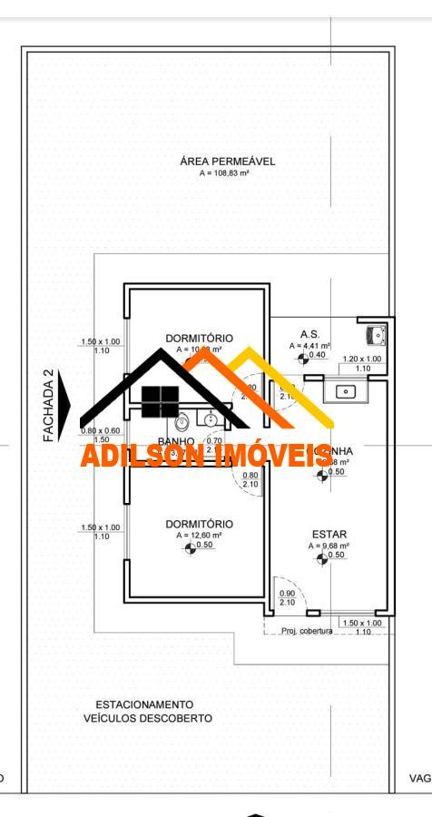 Casa, 2 quartos, 60 m² - Foto 1